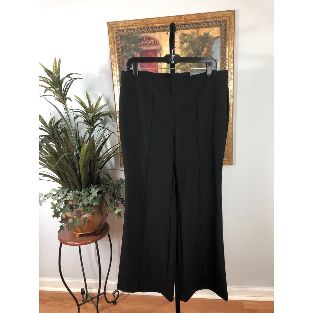 Chico's Pants Women's 12P Black Nylon So Slimming Flare Leg Minimalist Corporate